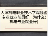 天津机电职业技术学院哪些专业就业前景好，为什么(机电专业就业好)