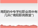 南阳的中专学校职业高中有几所("南阳职高数量")