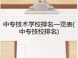 中专技术学校排名一览表(中专技校排名)