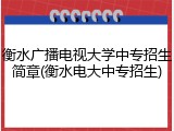 衡水广播电视大学中专招生简章(衡水电大中专招生)
