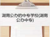 湖南公办的中专学校(湖南公办中专)