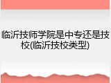 临沂技师学院是中专还是技校(临沂技校类型)