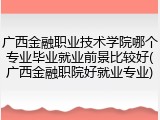 广西金融职业技术学院哪个专业毕业就业前景比较好(广西金融职院好就业专业)