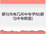 都匀市有几所中专学校(都匀中专数量)