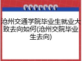 沧州交通学院毕业生就业大致去向如何(沧州交院毕业生去向)