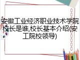 安徽工业经济职业技术学院校长是谁,校长基本介绍(安工院校领导)