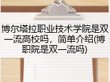 博尔塔拉职业技术学院是双一流高校吗，简单介绍(博职院是双一流吗)