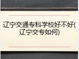 辽宁交通专科学校好不好(辽宁交专如何)