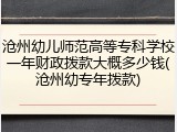 沧州幼儿师范高等专科学校一年财政拨款大概多少钱(沧州幼专年拨款)