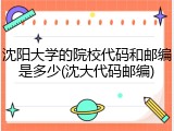 沈阳大学的院校代码和邮编是多少(沈大代码邮编)