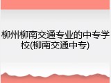 柳州柳南交通专业的中专学校(柳南交通中专)