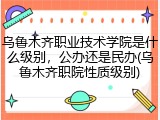 乌鲁木齐职业技术学院是什么级别，公办还是民办(乌鲁木齐职院性质级别)