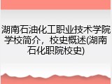 湖南石油化工职业技术学院学校简介，校史概述(湖南石化职院校史)