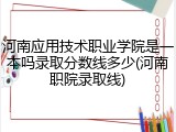 河南应用技术职业学院是一本吗录取分数线多少(河南职院录取线)
