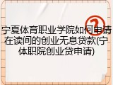 宁夏体育职业学院如何申请在读间的创业无息贷款(宁体职院创业贷申请)