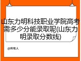 山东力明科技职业学院高考需多少分能录取呢(山东力明录取分数线)