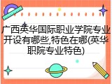 广西英华国际职业学院专业开设有哪些,特色在哪(英华职院专业特色)