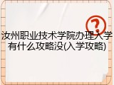 汝州职业技术学院办理入学有什么攻略没(入学攻略)