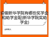 安徽新华学院有哪些奖学金和助学金呢(新华学院奖助学金)