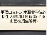 平顶山文化艺术职业学院的招生人数和计划解读(平顶山艺校招生解析)