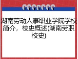 湖南劳动人事职业学院学校简介，校史概述(湖南劳职校史)