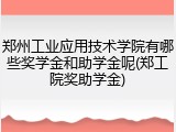 郑州工业应用技术学院有哪些奖学金和助学金呢(郑工院奖助学金)