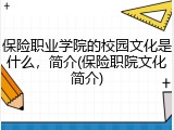 保险职业学院的校园文化是什么，简介(保险职院文化简介)