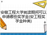 安徽工程大学就读期间可以申请哪些奖学金(安工程奖学金种类)