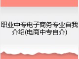 职业中专电子商务专业自我介绍(电商中专自介)