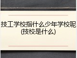 技工学校指什么少年学校呢(技校是什么)
