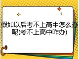假如以后考不上高中怎么办呢(考不上高中咋办)
