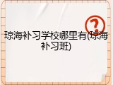 琼海补习学校哪里有(琼海补习班)