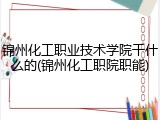 锦州化工职业技术学院干什么的(锦州化工职院职能)