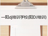 一阳dj培训学校(阳DJ培训)