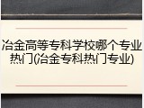冶金高等专科学校哪个专业热门(冶金专科热门专业)