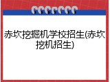赤坎挖掘机学校招生(赤坎挖机招生)