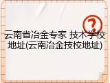 云南省冶金专家 技术学校地址(云南冶金技校地址)