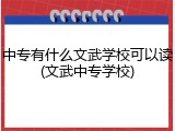 中专有什么文武学校可以读(文武中专学校)