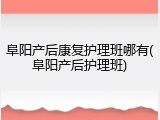 阜阳产后康复护理班哪有(阜阳产后护理班)