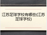 江苏足球学校有哪些(江苏足球学校)