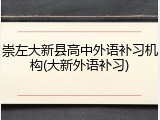 崇左大新县高中外语补习机构(大新外语补习)