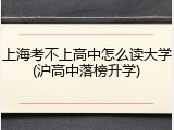 上海考不上高中怎么读大学(沪高中落榜升学)