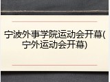 宁波外事学院运动会开幕(宁外运动会开幕)