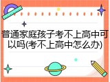 普通家庭孩子考不上高中可以吗(考不上高中怎么办)