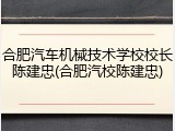 合肥汽车机械技术学校校长陈建忠(合肥汽校陈建忠)