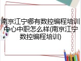 南京江宁哪有数控编程培训中心中职怎么样(南京江宁数控编程培训)