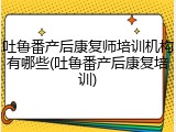 吐鲁番产后康复师培训机构有哪些(吐鲁番产后康复培训)