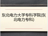东北电力大学专科学院(东北电力专科)