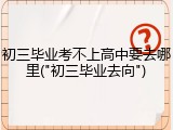 初三毕业考不上高中要去哪里("初三毕业去向")