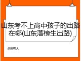 山东考不上高中孩子的出路在哪(山东落榜生出路)
